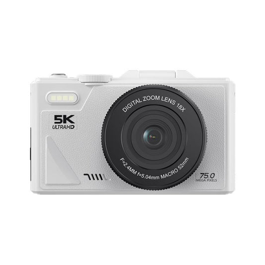 W1 5K HD Digital Camera 75MP 18X Digital Zoom WiFi Video Recorder With Flip Screen(White) - Video Cameras by buy2fix | Online Shopping UK | buy2fix