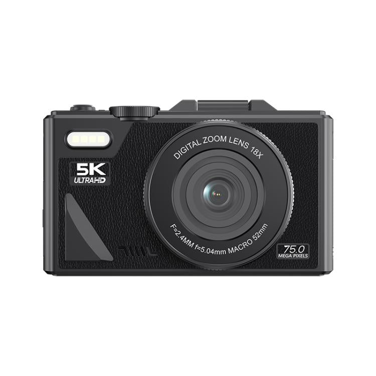 W1 5K HD Digital Camera 75MP 18X Digital Zoom WiFi Video Recorder With Flip Screen(Black) - Video Cameras by buy2fix | Online Shopping UK | buy2fix