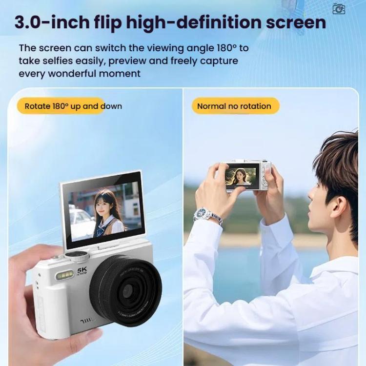 W1 5K HD Digital Camera 75MP 18X Digital Zoom WiFi Video Recorder With Flip Screen(White) - Video Cameras by buy2fix | Online Shopping UK | buy2fix
