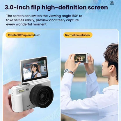 W1 5K HD Digital Camera 75MP 18X Digital Zoom WiFi Video Recorder With Flip Screen(White) - Video Cameras by buy2fix | Online Shopping UK | buy2fix