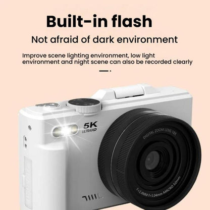 W1 5K HD Digital Camera 75MP 18X Digital Zoom WiFi Video Recorder With Flip Screen(White) - Video Cameras by buy2fix | Online Shopping UK | buy2fix