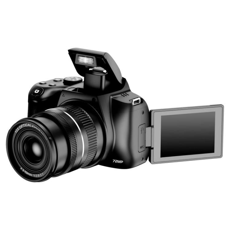 4K 72MP 12X Optical Zoom Student Digital Camera WiFi HD Video Camera With 3 Inch Flip Screen(Black) - Video Cameras by buy2fix | Online Shopping UK | buy2fix