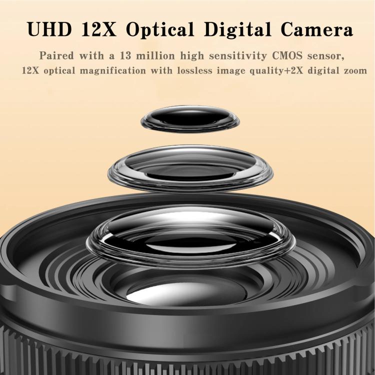 4K 72MP 12X Optical Zoom Student Digital Camera WiFi HD Video Camera With 3 Inch Flip Screen(Black) - Video Cameras by buy2fix | Online Shopping UK | buy2fix