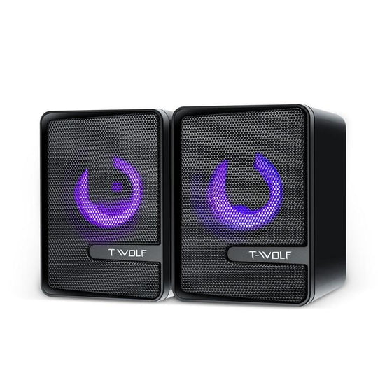 T-WOLF S3 USB/3.5mm Desktop Speakers For Phone / PC / Laptop Dual Diaphragm Subwoofer Sound System(Black)