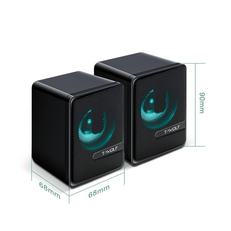 T-WOLF S3 USB/3.5mm Desktop Speakers For Phone / PC / Laptop Dual Diaphragm Subwoofer Sound System(Black) -  by T-WOLF | Online Shopping UK | buy2fix