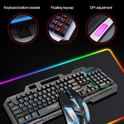 T-WOLF TF600 104-Key Wired Backlit Keyboard and Mouse Combo with Metal Panel & Phone Stand(Black) - Wired Keyboard by T-WOLF | Online Shopping UK | buy2fix
