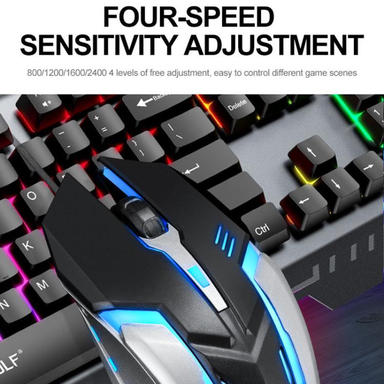 T-WOLF TF600 104-Key Wired Backlit Keyboard and Mouse Combo with Metal Panel & Phone Stand(Black) - Wired Keyboard by T-WOLF | Online Shopping UK | buy2fix