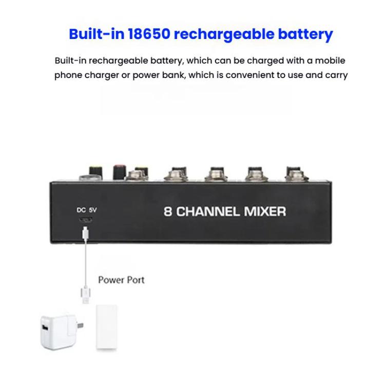 Q48 8 Channel Audio Mixer Console Stage Mixer Professional Digital Reverberator Effects Karaoke Live Equipment - Live Sound Effects Processors by buy2fix | Online Shopping UK | buy2fix