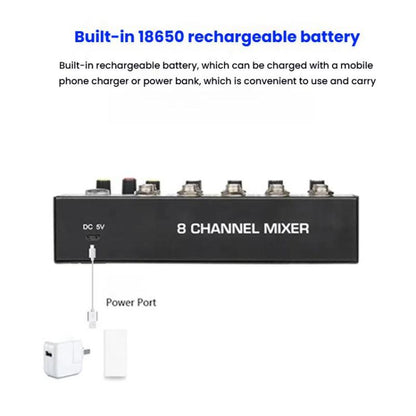 Q48 8 Channel Audio Mixer Console Stage Mixer Professional Digital Reverberator Effects Karaoke Live Equipment - Live Sound Effects Processors by buy2fix | Online Shopping UK | buy2fix