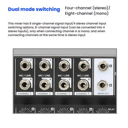 Q48 8 Channel Audio Mixer Console Stage Mixer Professional Digital Reverberator Effects Karaoke Live Equipment - Live Sound Effects Processors by buy2fix | Online Shopping UK | buy2fix