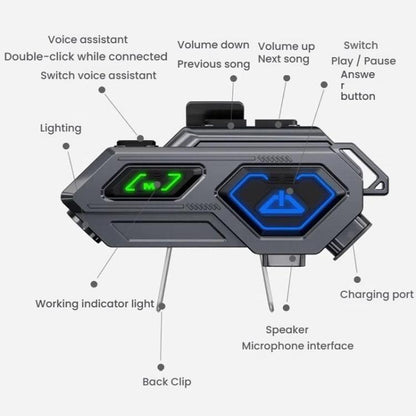 C8Pro IPX7 Waterproof Two-Person Intercom Helmet Bluetooth Headset With Flashlight, Spec: Soft Mic - Motorcycle Walkie Talkie by buy2fix | Online Shopping UK | buy2fix