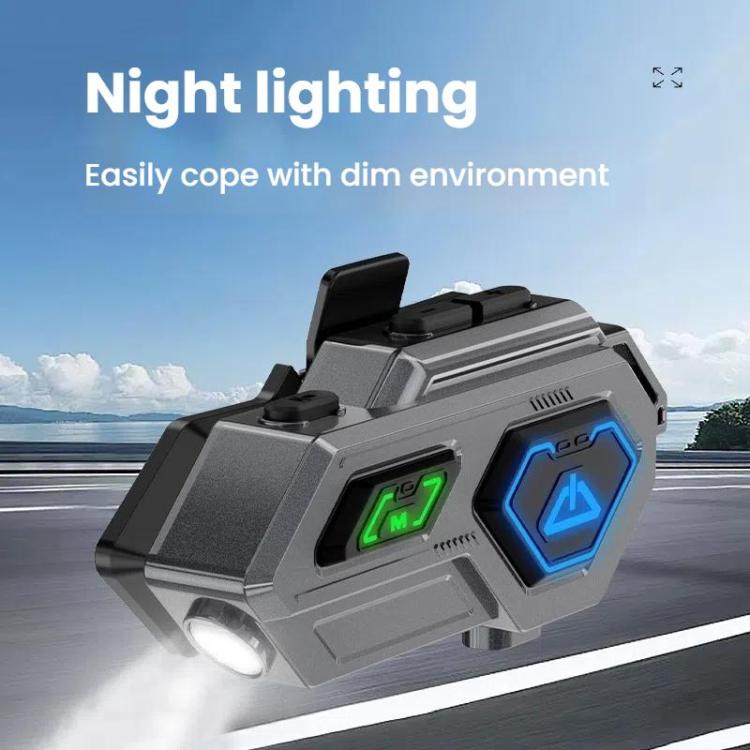 C8Pro IPX7 Waterproof Two-Person Intercom Helmet Bluetooth Headset With Flashlight, Spec: Soft and Hard Mics - Motorcycle Walkie Talkie by buy2fix | Online Shopping UK | buy2fix