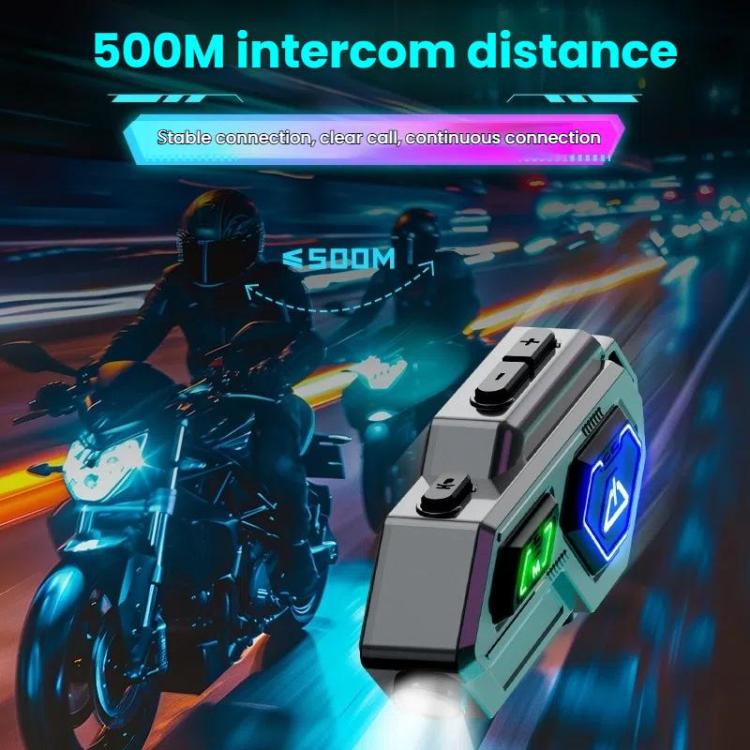 C8Pro IPX7 Waterproof Two-Person Intercom Helmet Bluetooth Headset With Flashlight, Spec: Soft Mic - Motorcycle Walkie Talkie by buy2fix | Online Shopping UK | buy2fix