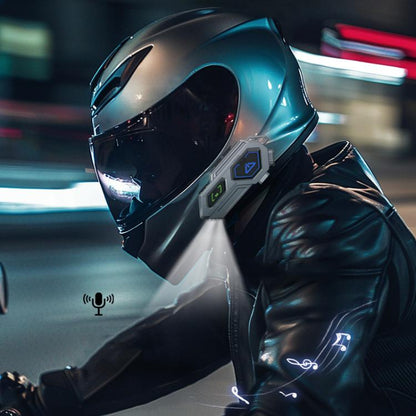 C8Pro IPX7 Waterproof Two-Person Intercom Helmet Bluetooth Headset With Flashlight, Spec: Hard Mic - Motorcycle Walkie Talkie by buy2fix | Online Shopping UK | buy2fix