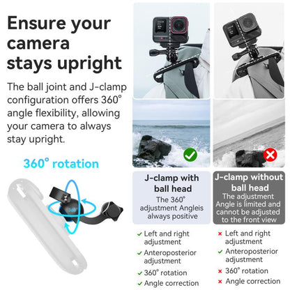aMagisn 360-degree Rotation Ball Head Backpack Clip for Camera & Smartphone(Black) - Backpack Clip by aMagisn | Online Shopping UK | buy2fix