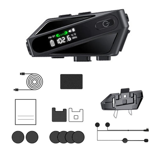 C6 IPX6 Waterproof LED Lighting Wireless Intercom Helmet Bluetooth Headset, Spec: Hard Mic
