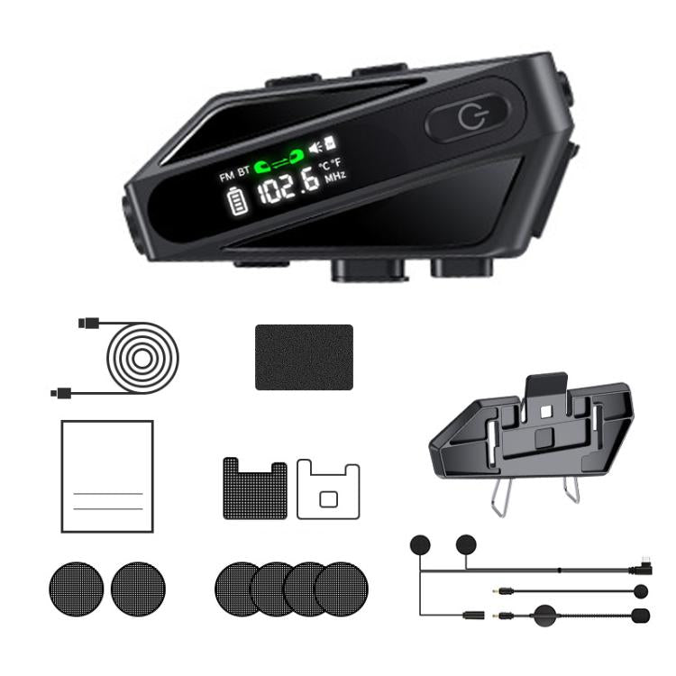 C6 IPX6 Waterproof LED Lighting Wireless Intercom Helmet Bluetooth Headset, Spec: Soft and Hard Mics - Motorcycle Walkie Talkie by buy2fix | Online Shopping UK | buy2fix