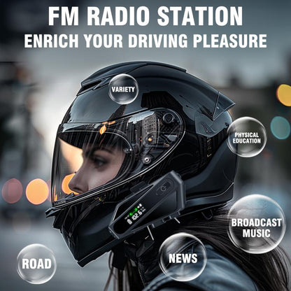 C6 IPX6 Waterproof LED Lighting Wireless Intercom Helmet Bluetooth Headset, Spec: Hard Mic - Motorcycle Walkie Talkie by buy2fix | Online Shopping UK | buy2fix