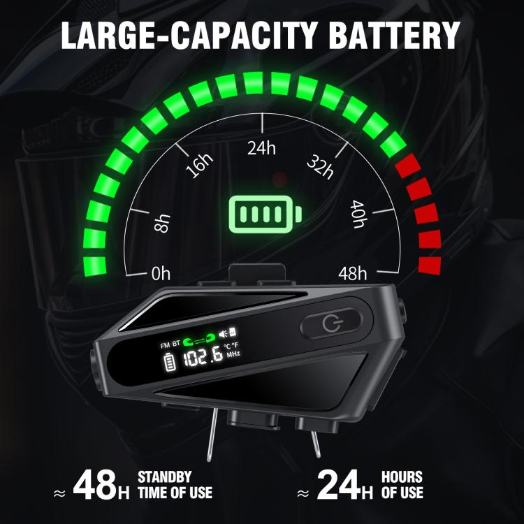 C6 IPX6 Waterproof LED Lighting Wireless Intercom Helmet Bluetooth Headset, Spec: Hard Mic - Motorcycle Walkie Talkie by buy2fix | Online Shopping UK | buy2fix