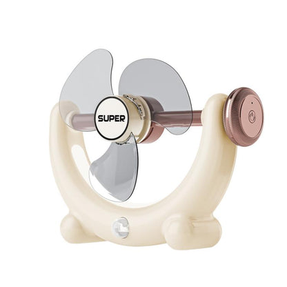 Multifunctional Fan Light Sound Big Wind Power With Light Wall Mounted Long Life Desktop Small Ceiling Fan, Color: Rechargeable Beige - Electric Fans by buy2fix | Online Shopping UK | buy2fix