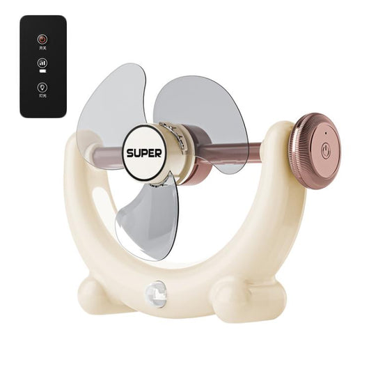 Multifunctional Fan Light Sound Big Wind Power With Light Wall Mounted Long Life Desktop Small Ceiling Fan, Color: Remote Control Beige - Electric Fans by buy2fix | Online Shopping UK | buy2fix