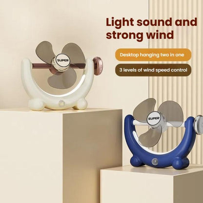 Multifunctional Fan Light Sound Big Wind Power With Light Wall Mounted Long Life Desktop Small Ceiling Fan, Color: Rechargeable Blue - Electric Fans by buy2fix | Online Shopping UK | buy2fix