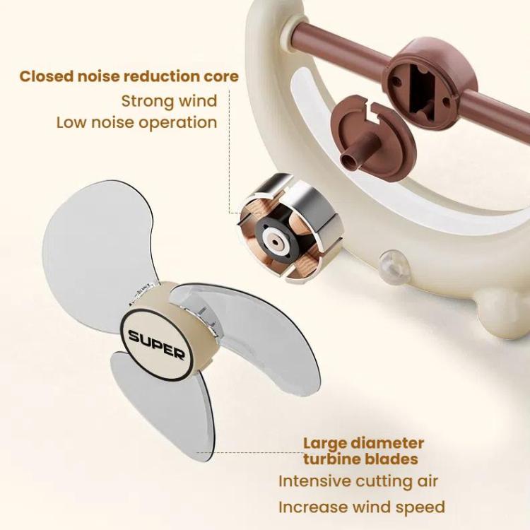 Multifunctional Fan Light Sound Big Wind Power With Light Wall Mounted Long Life Desktop Small Ceiling Fan, Color: Rechargeable Beige - Electric Fans by buy2fix | Online Shopping UK | buy2fix