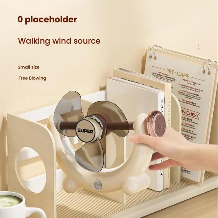 Multifunctional Fan Light Sound Big Wind Power With Light Wall Mounted Long Life Desktop Small Ceiling Fan, Color: Rechargeable Beige - Electric Fans by buy2fix | Online Shopping UK | buy2fix