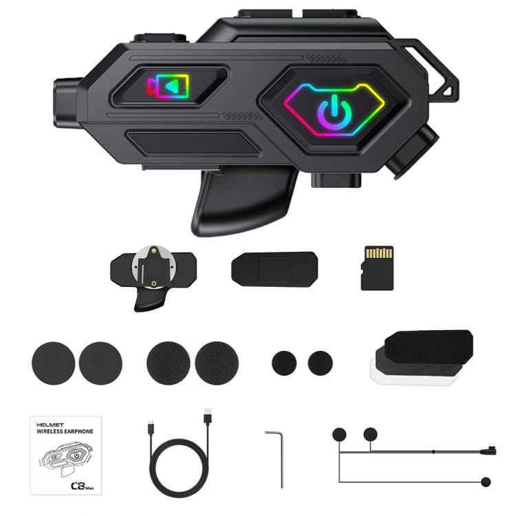 C8Max Motorcycle Intercom Video Helmet Bluetooth Headset HD Video Recorder, Spec: Soft Mic - Motorcycle Walkie Talkie by buy2fix | Online Shopping UK | buy2fix