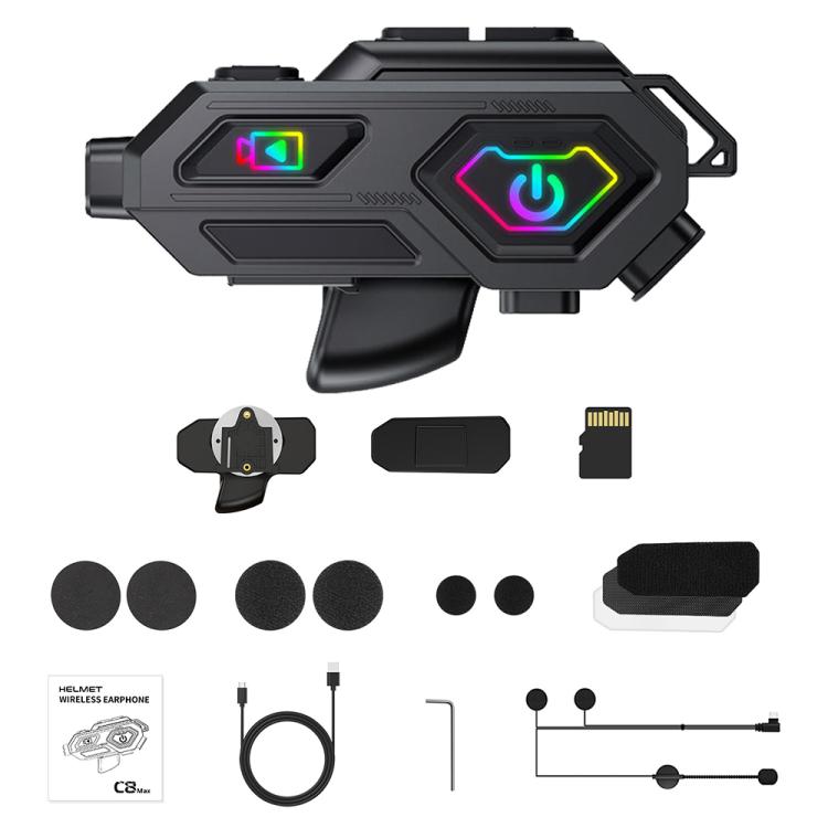 C8Max Motorcycle Intercom Video Helmet Bluetooth Headset HD Video Recorder, Spec: Hard Mic - Motorcycle Walkie Talkie by buy2fix | Online Shopping UK | buy2fix