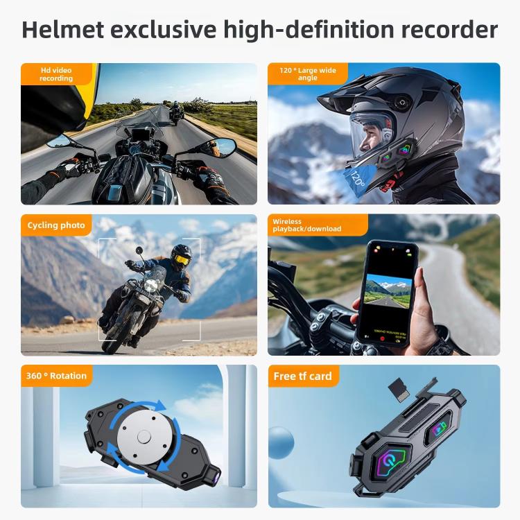 C8Max Motorcycle Intercom Video Helmet Bluetooth Headset HD Video Recorder, Spec: Hard Mic - Motorcycle Walkie Talkie by buy2fix | Online Shopping UK | buy2fix