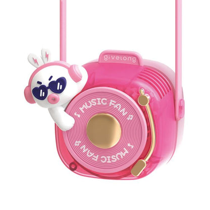 Givelong Cute Cool Pet DJ Lanyard Small Fan USB Rechargeable Compact Portable Bladeless Neck Fan(Cool Bunny) - Electric Fans by Givelong | Online Shopping UK | buy2fix