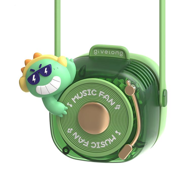 Givelong Cute Cool Pet DJ Lanyard Small Fan USB Rechargeable Compact Portable Bladeless Neck Fan(Cool Dragon) - Electric Fans by Givelong | Online Shopping UK | buy2fix