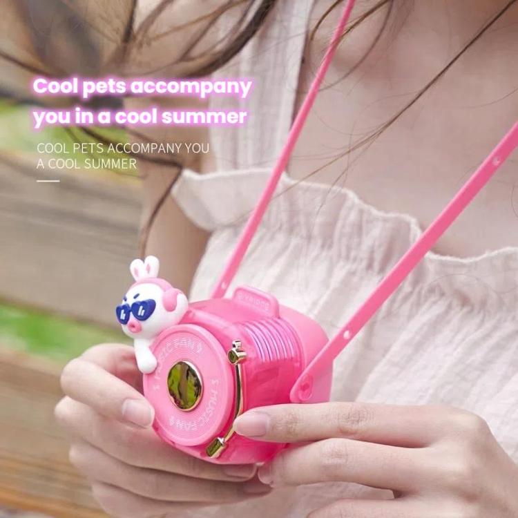 Givelong Cute Cool Pet DJ Lanyard Small Fan USB Rechargeable Compact Portable Bladeless Neck Fan(Cool Bunny) - Electric Fans by Givelong | Online Shopping UK | buy2fix