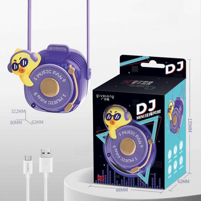 Givelong Cute Cool Pet DJ Lanyard Small Fan USB Rechargeable Compact Portable Bladeless Neck Fan(Cool Bear) - Electric Fans by Givelong | Online Shopping UK | buy2fix