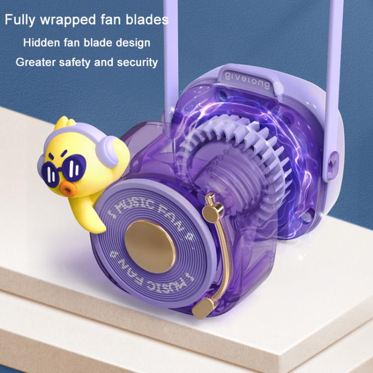 Givelong Cute Cool Pet DJ Lanyard Small Fan USB Rechargeable Compact Portable Bladeless Neck Fan(Cool Bunny) - Electric Fans by Givelong | Online Shopping UK | buy2fix