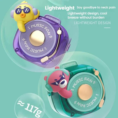 Givelong Cute Cool Pet DJ Lanyard Small Fan USB Rechargeable Compact Portable Bladeless Neck Fan(Cool Duck) - Electric Fans by Givelong | Online Shopping UK | buy2fix