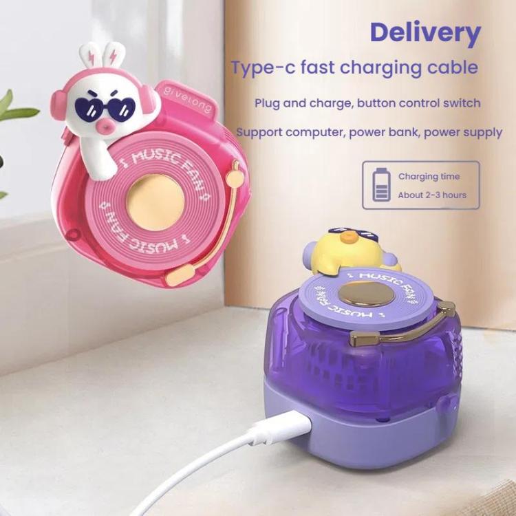 Givelong Cute Cool Pet DJ Lanyard Small Fan USB Rechargeable Compact Portable Bladeless Neck Fan(Cool Dragon) - Electric Fans by Givelong | Online Shopping UK | buy2fix