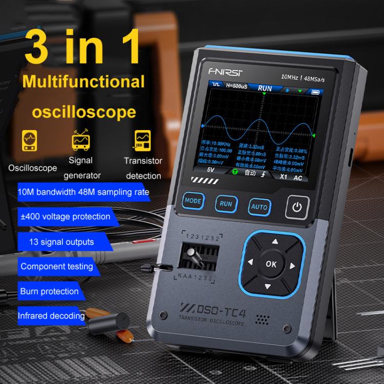 FNIRSI DSO-TC4 3 In 1 Oscilloscope Transistor Tester Signal Generator 10M Bandwidth Burn-In Proof - Digital Multimeter by FNIRSI | Online Shopping UK | buy2fix