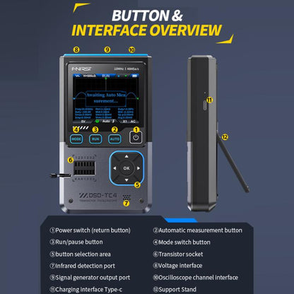 FNIRSI DSO-TC4 3 In 1 Oscilloscope Transistor Tester Signal Generator 10M Bandwidth Burn-In Proof - Digital Multimeter by FNIRSI | Online Shopping UK | buy2fix