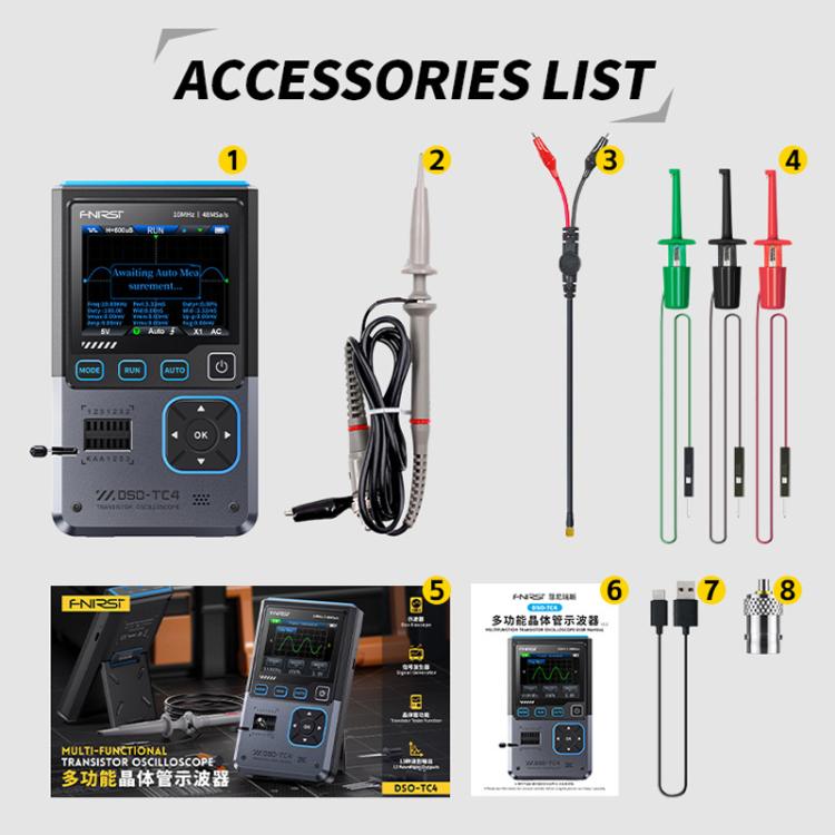 FNIRSI DSO-TC4 3 In 1 Oscilloscope Transistor Tester Signal Generator 10M Bandwidth Burn-In Proof - Digital Multimeter by FNIRSI | Online Shopping UK | buy2fix