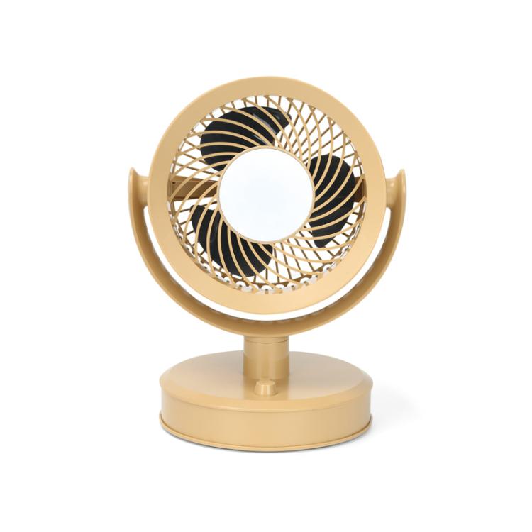 Desktop Fan Outdoor Student Office Portable Rechargeable USB Tabletop Small Fan, Color: With Light (Khaki) - Electric Fans by buy2fix | Online Shopping UK | buy2fix