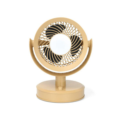 Desktop Fan Outdoor Student Office Portable Rechargeable USB Tabletop Small Fan, Color: With Light (Khaki) - Electric Fans by buy2fix | Online Shopping UK | buy2fix