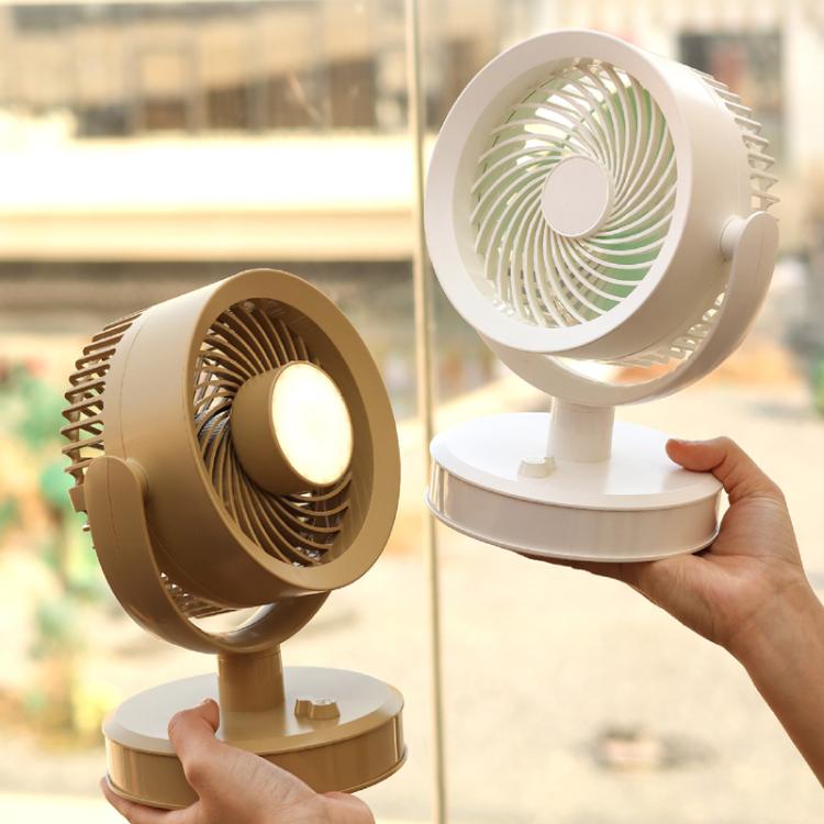Desktop Fan Outdoor Student Office Portable Rechargeable USB Tabletop Small Fan, Color: Without Light (Khaki) - Electric Fans by buy2fix | Online Shopping UK | buy2fix