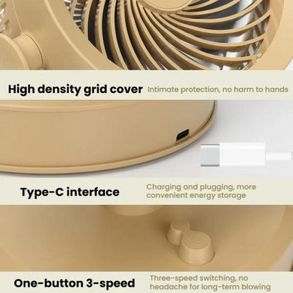 Desktop Fan Outdoor Student Office Portable Rechargeable USB Tabletop Small Fan, Color: Without Light (White) - Electric Fans by buy2fix | Online Shopping UK | buy2fix