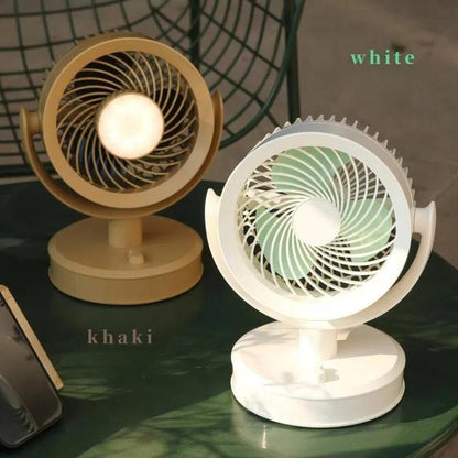 Desktop Fan Outdoor Student Office Portable Rechargeable USB Tabletop Small Fan, Color: With Light (White) - Electric Fans by buy2fix | Online Shopping UK | buy2fix