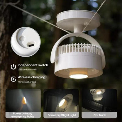 Desktop Fan Outdoor Student Office Portable Rechargeable USB Tabletop Small Fan, Color: With Light (White) - Electric Fans by buy2fix | Online Shopping UK | buy2fix