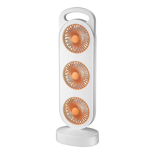 Simple Triple Turbine Design Fan Large Wind Desktop USB Charging Portable Home Outdoor Dormitory Fan(White-orange) - Electric Fans by buy2fix | Online Shopping UK | buy2fix