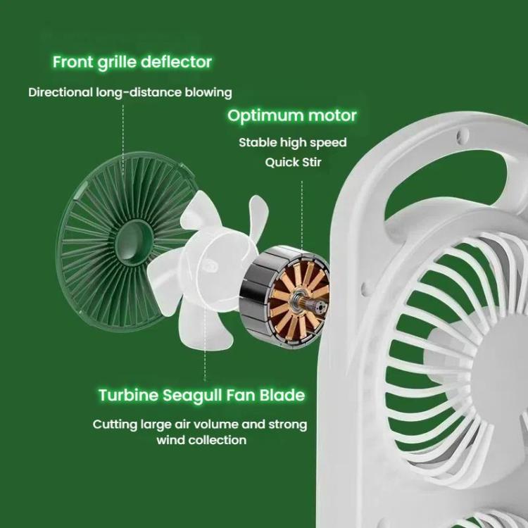 Simple Triple Turbine Design Fan Large Wind Desktop USB Charging Portable Home Outdoor Dormitory Fan(White-black) - Electric Fans by buy2fix | Online Shopping UK | buy2fix