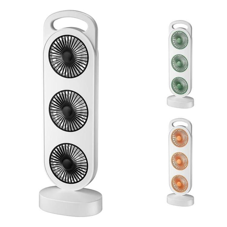 Simple Triple Turbine Design Fan Large Wind Desktop USB Charging Portable Home Outdoor Dormitory Fan(White-orange) - Electric Fans by buy2fix | Online Shopping UK | buy2fix